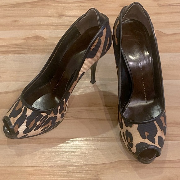 Giuseppe Leopard Print Open Toe Pumps Size 36 - Picture 1 of 10